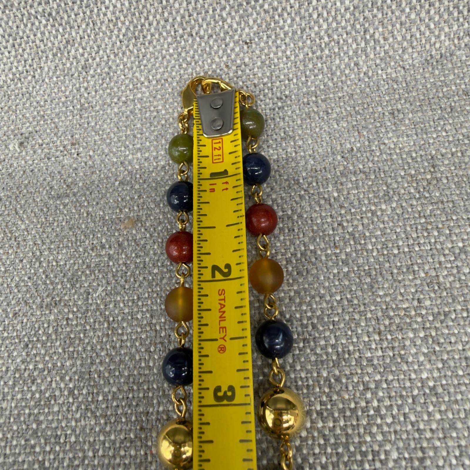 Vintage Necklace Acrylic Lucite Beads Gold Tone Accents 29 Inches