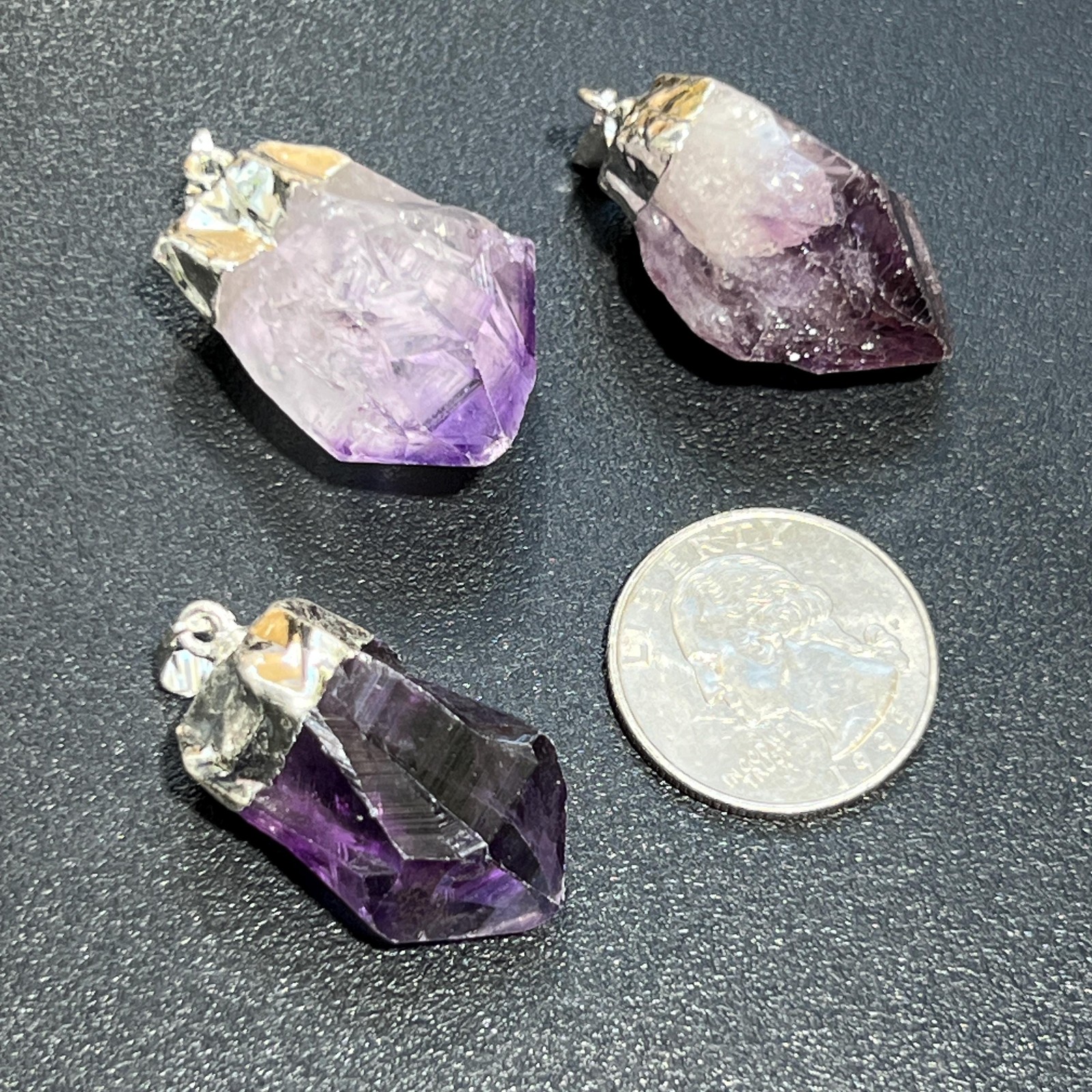 Amethyst Crystal Point Pendant (Silver Plated) Wholesale