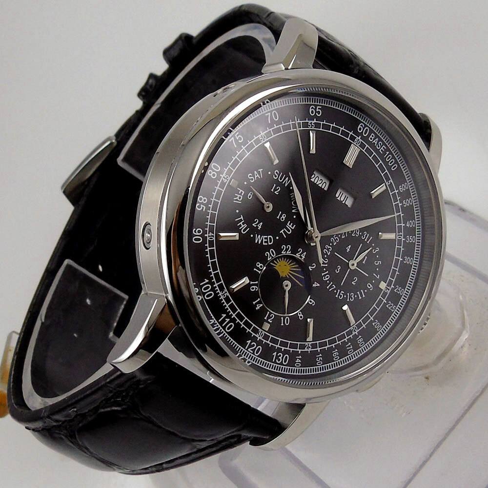 Sterile 42mm Automatic Men Watch ST1655 Movement Month Date Week Year Moon Phase