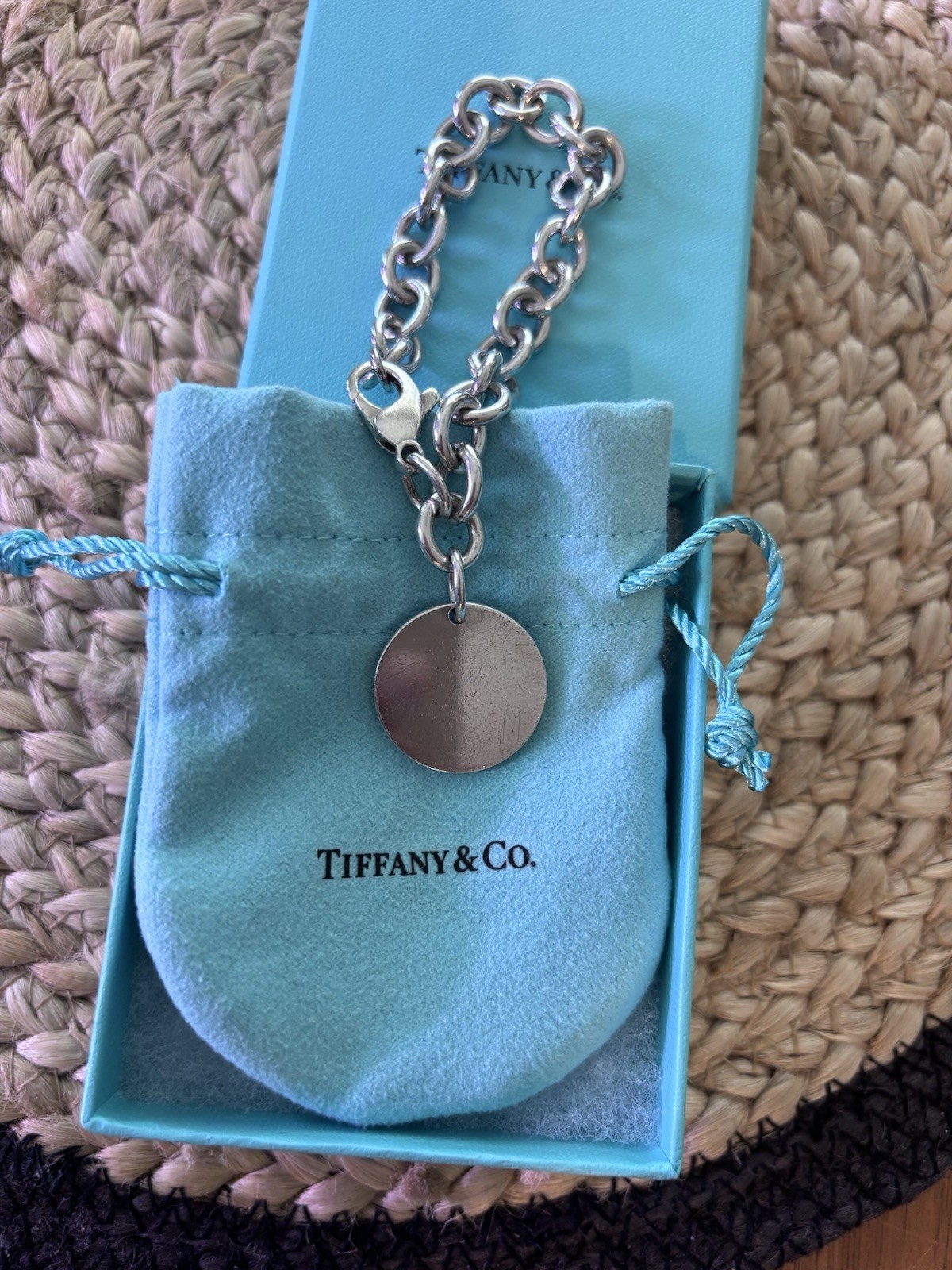 Tiffany & Co. Return to Tiffany 925 Sterling Silver Link Charm Bracelet, Signed