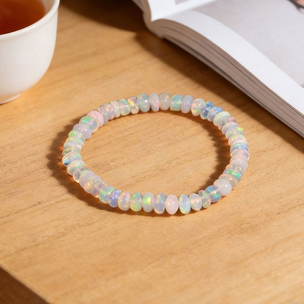 Natural Opal Gemstone 8mm Beads Healing Reiki Dainty Women Minimalist Bracelet