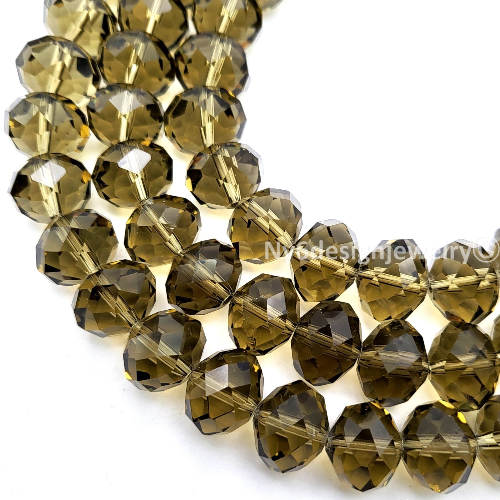 12x15mm Smoky Crystal Faceted Rondelle Beads 15″ Strand Glass for Jewelry