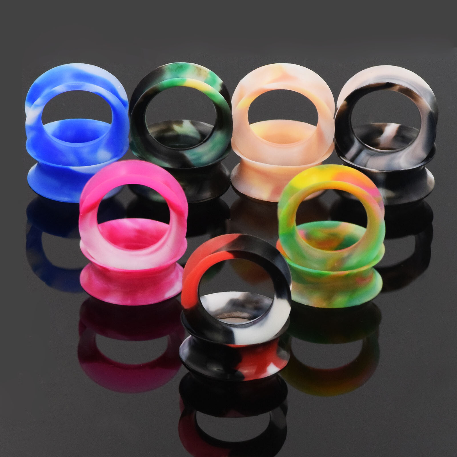 24PCS LARGE SIZE Ear Stretching Kit Acrylic Taper Plugs & Thin Silicone Tunnels