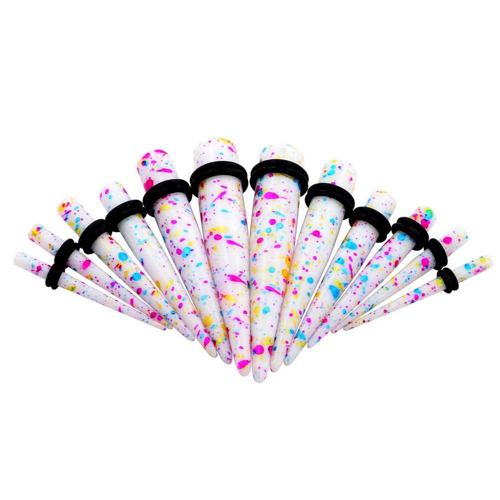 12/14/18PCS Acrylic Taper Stretching Kit Ear Gauge Plugs 14G-20MM Multicolor Set