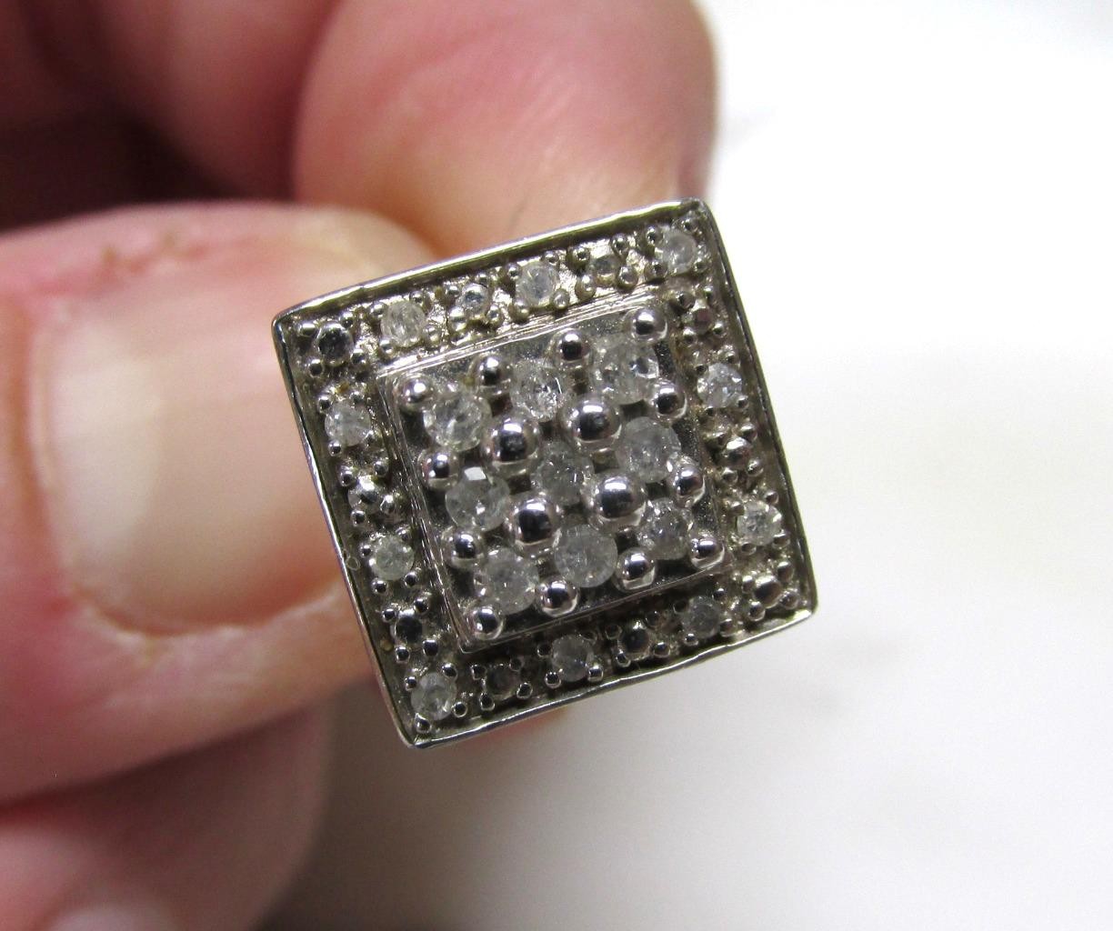 .50ctw Diamond Sterling Silver Square Stud Earrings ~ 4 grams ~ 3-E272