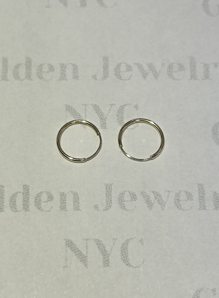 14K Yellow Gold Endless Hoops Earrings 10mm