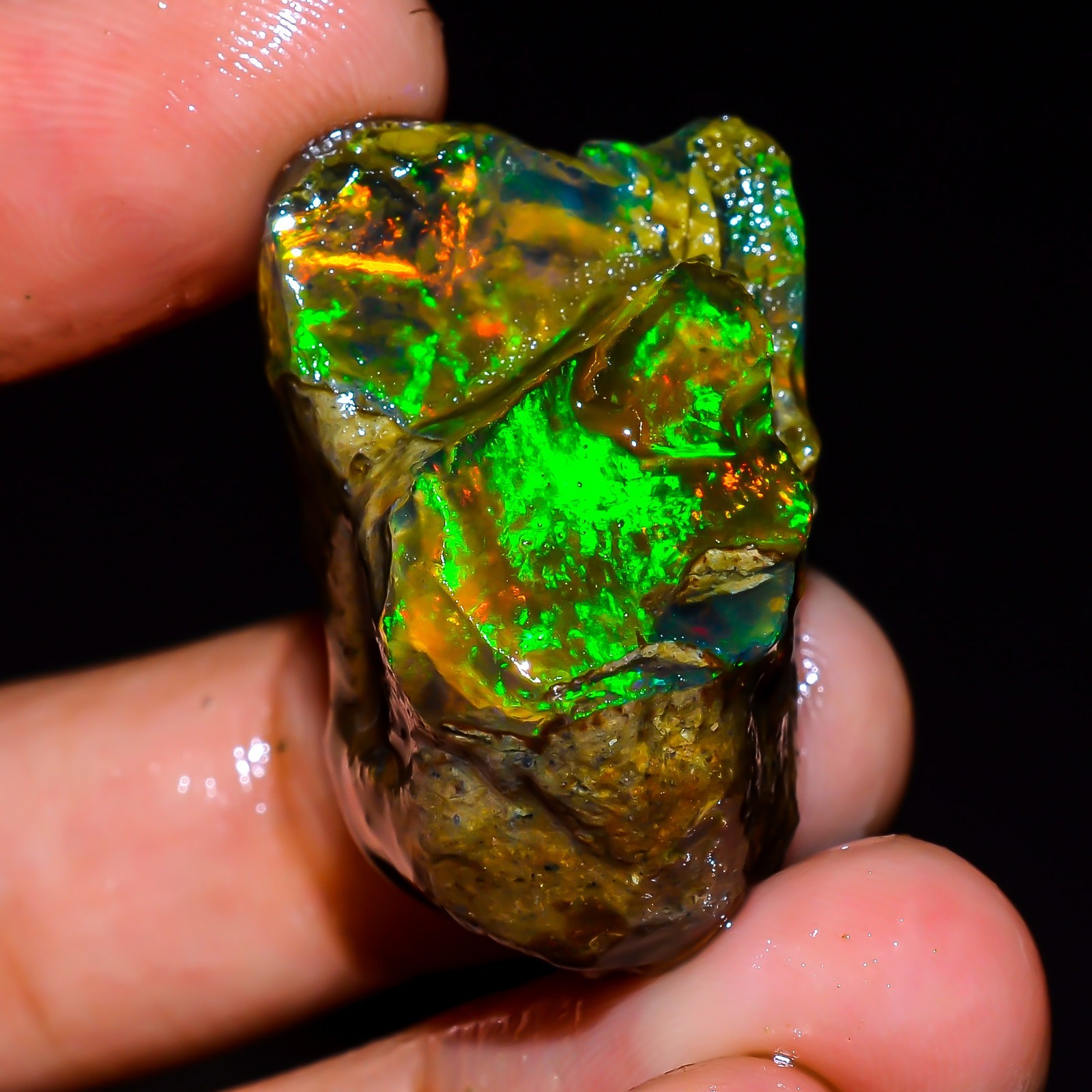 48 Ct Fire Opal Ethiopian Natural Oil Rough Gemstone For Jewelry 30x19x18 mm