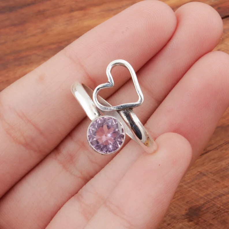 Amethyst 925 Sterling Silver Band& Statement Ring Handmade Ring All Size-U-151