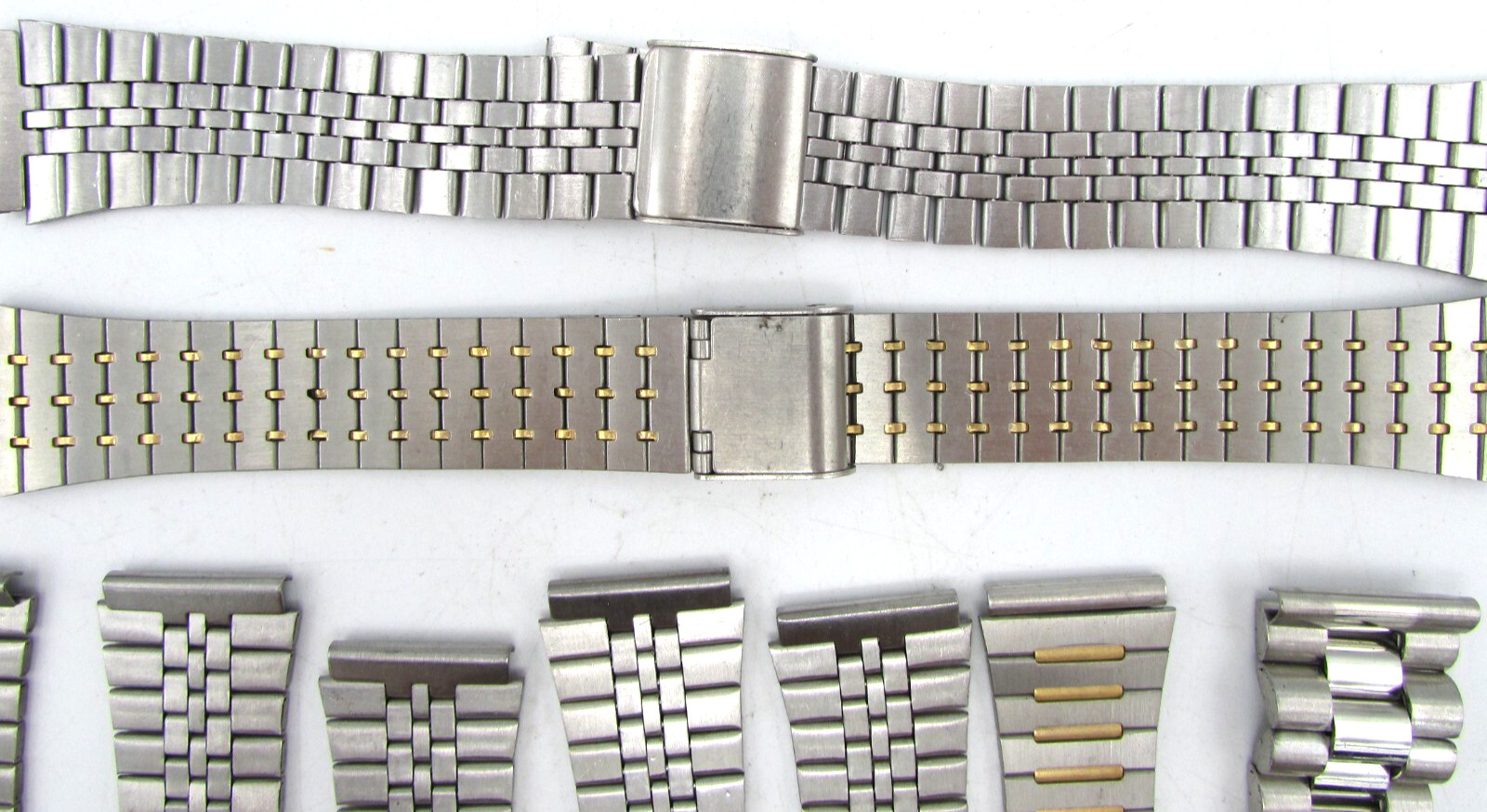 MENS 18-20mm STAINLESS STEEL ENBRANDED? WRISTWATCH BANDS PARTS OR REPAIR LOT W66