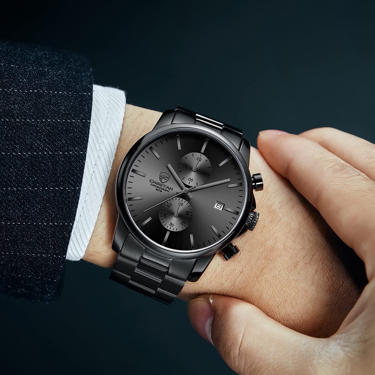 Stylish Men’s Waterproof Chronograph Quartz Watch – Stainless Steel, Auto Date