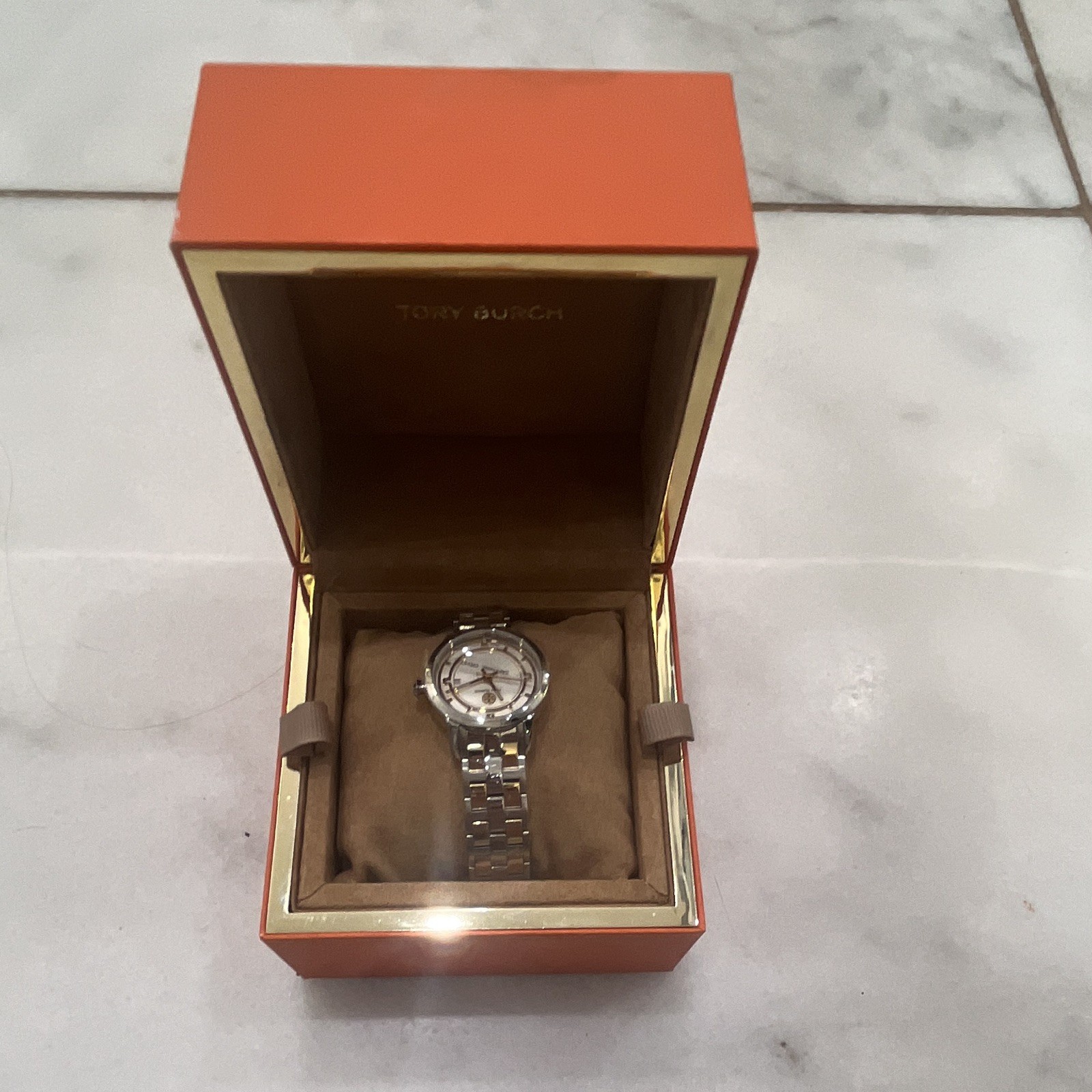 Tory Burch Women’s Two-Tone Stainless Steel Quartz Watch Roman Numerals Box
