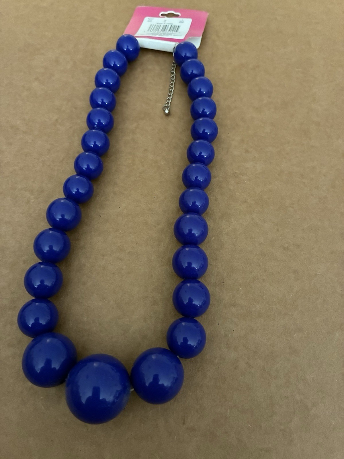 Xhilaration Blue Plastic Beaded Statement Necklace Ball/Bead Chain Adjustable
