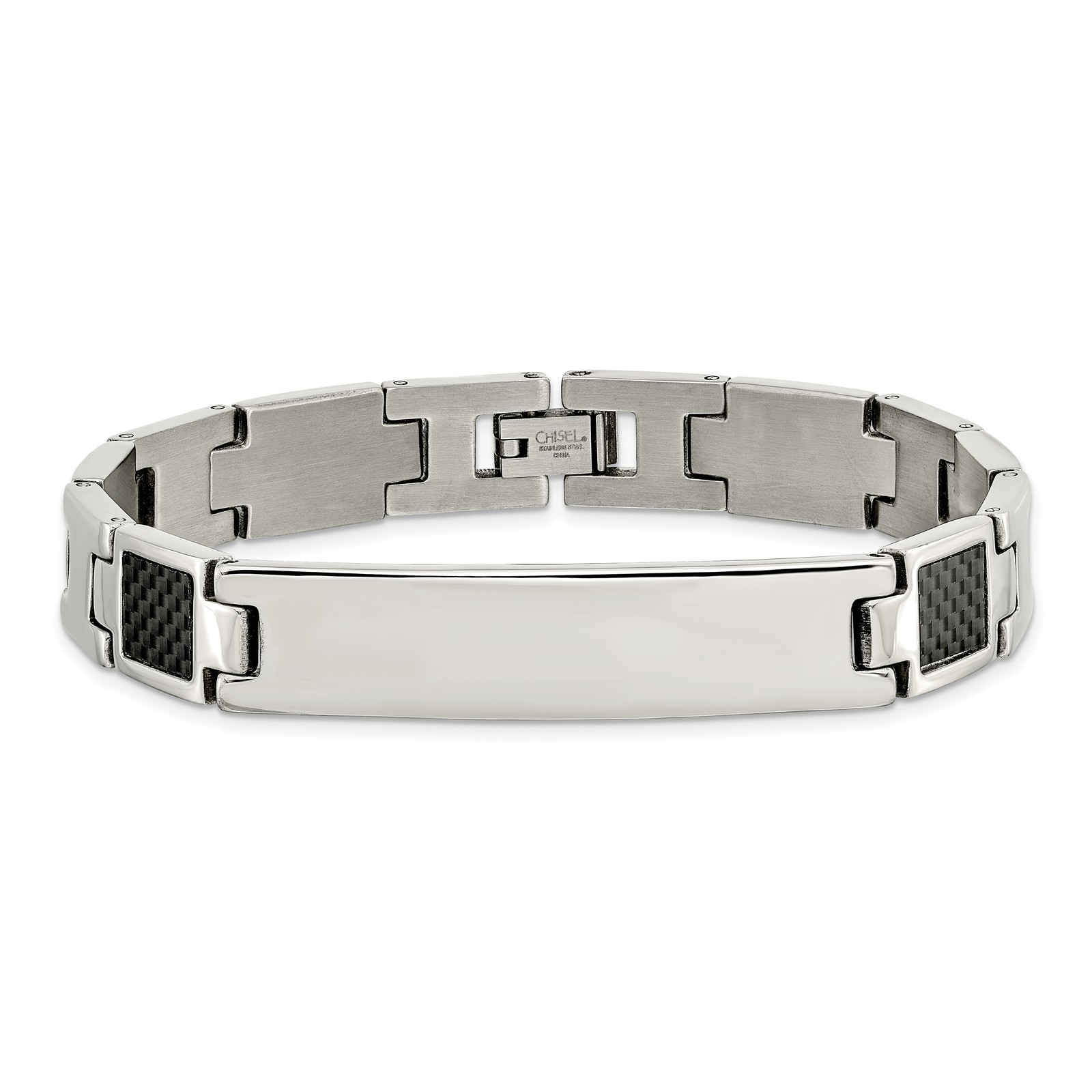 Chisel Stainless Steel Brushed and Polished Black Carbon Fiber Inlay 8.5 inch ID