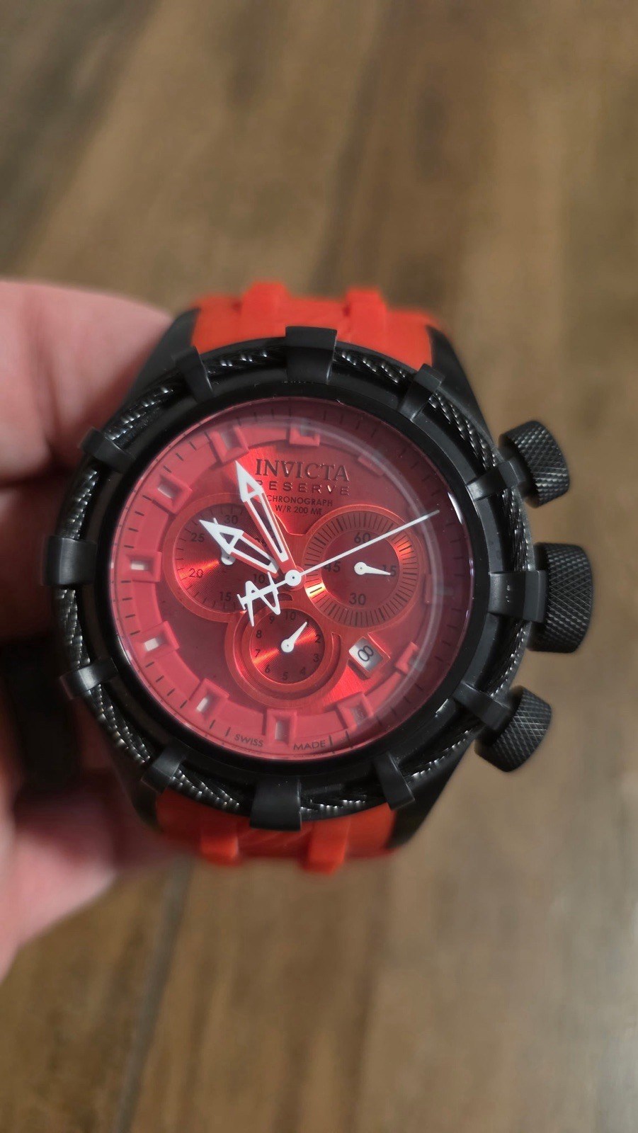Invicta Reserve Bolt Sport Men’s Quartz Chronograph 200m 52mm Red Dial Red Strap