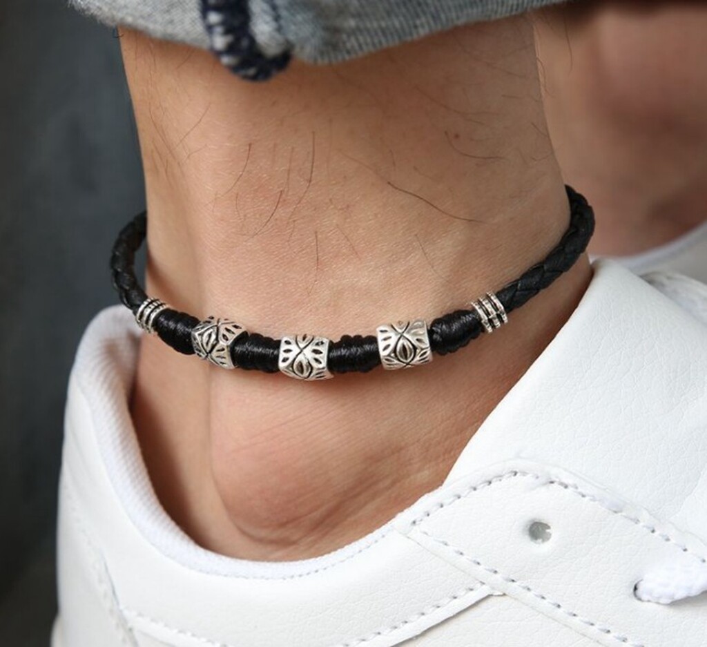 Women/ Men Genuine Leather Cubic Evil Eye Black Rope Anklet Bracelet One Size