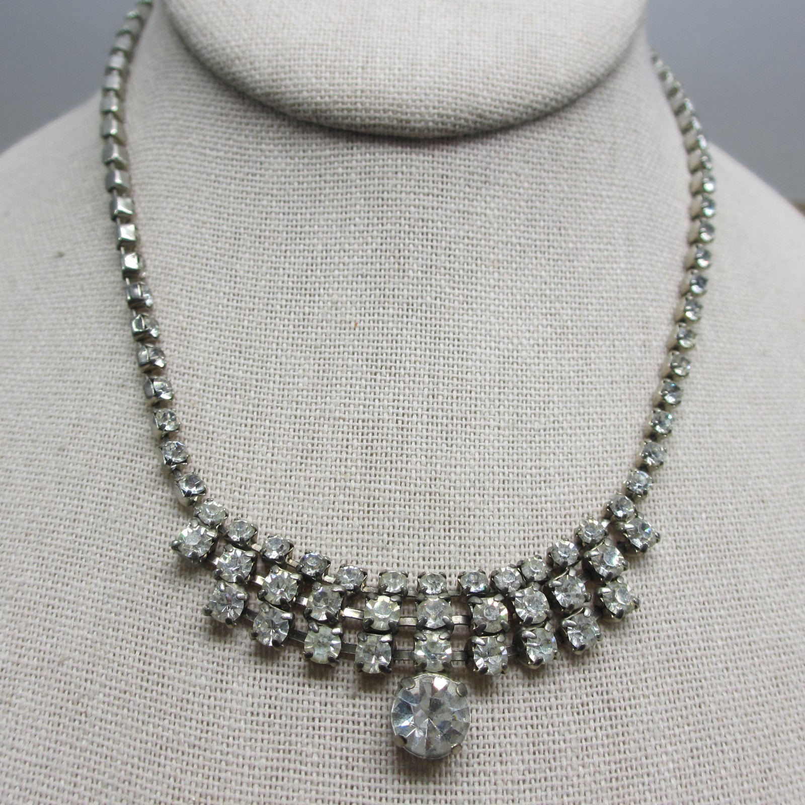 Vintage Rhinestone Necklace Wedding Special Occasion Choker 24 Inch