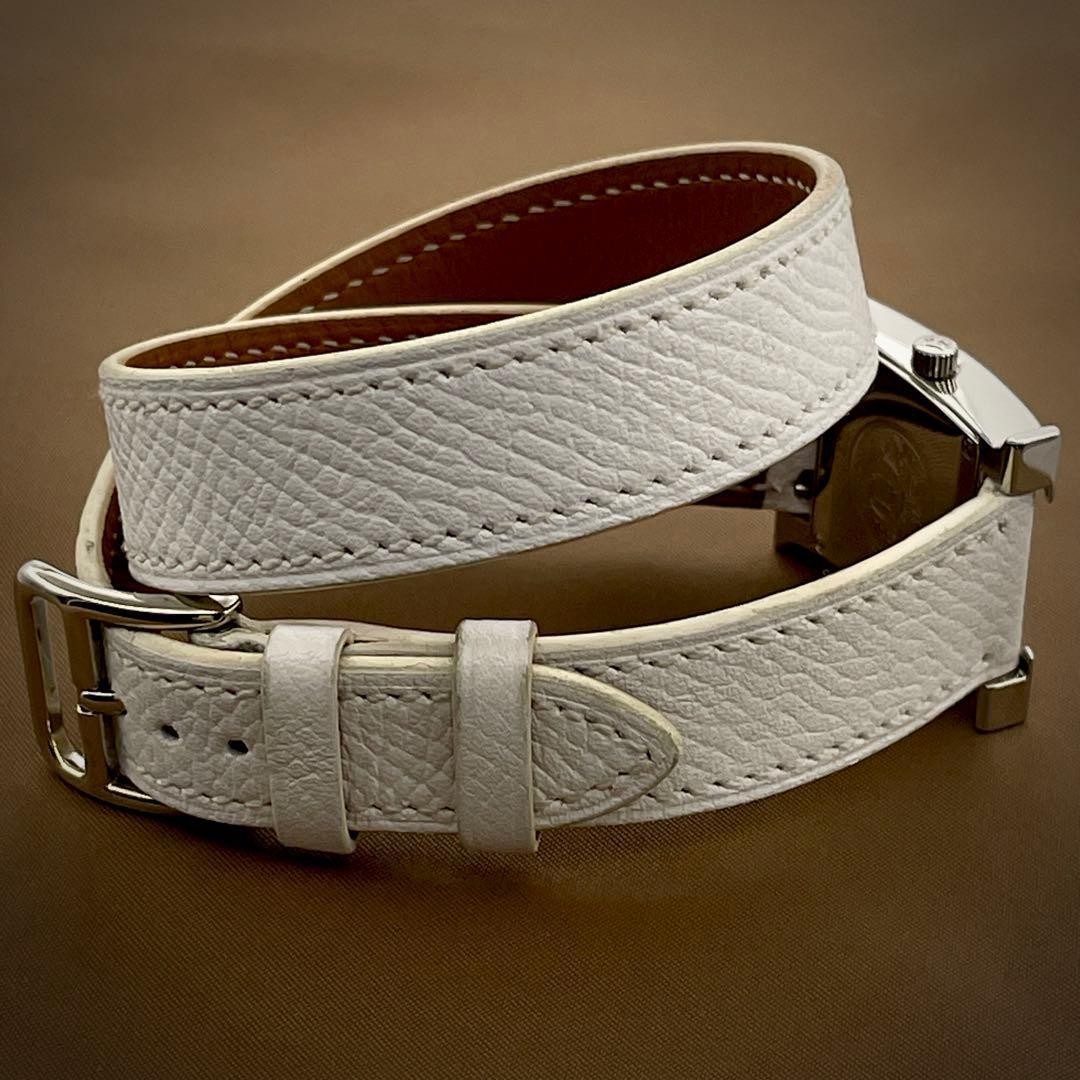 Hermes H Watch HH1.210 Double Tour Quartz White Ladies Japan 075605