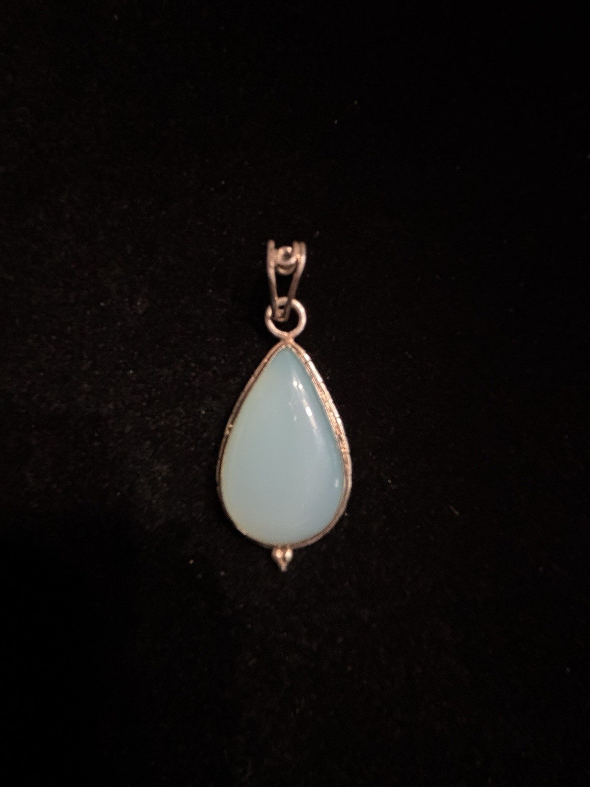 Sterling Silver Artisan Made Light Blue Chalcedony Stone Pendant