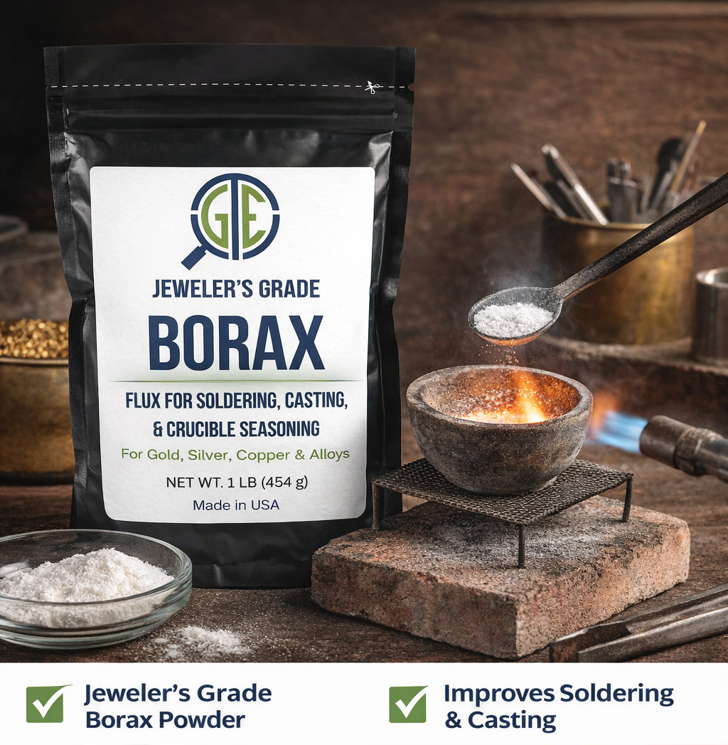 Borax Flux Kit 1 lb w/ 3″ Ceramic Crucible Jewelry Gold Silver Copper Melting