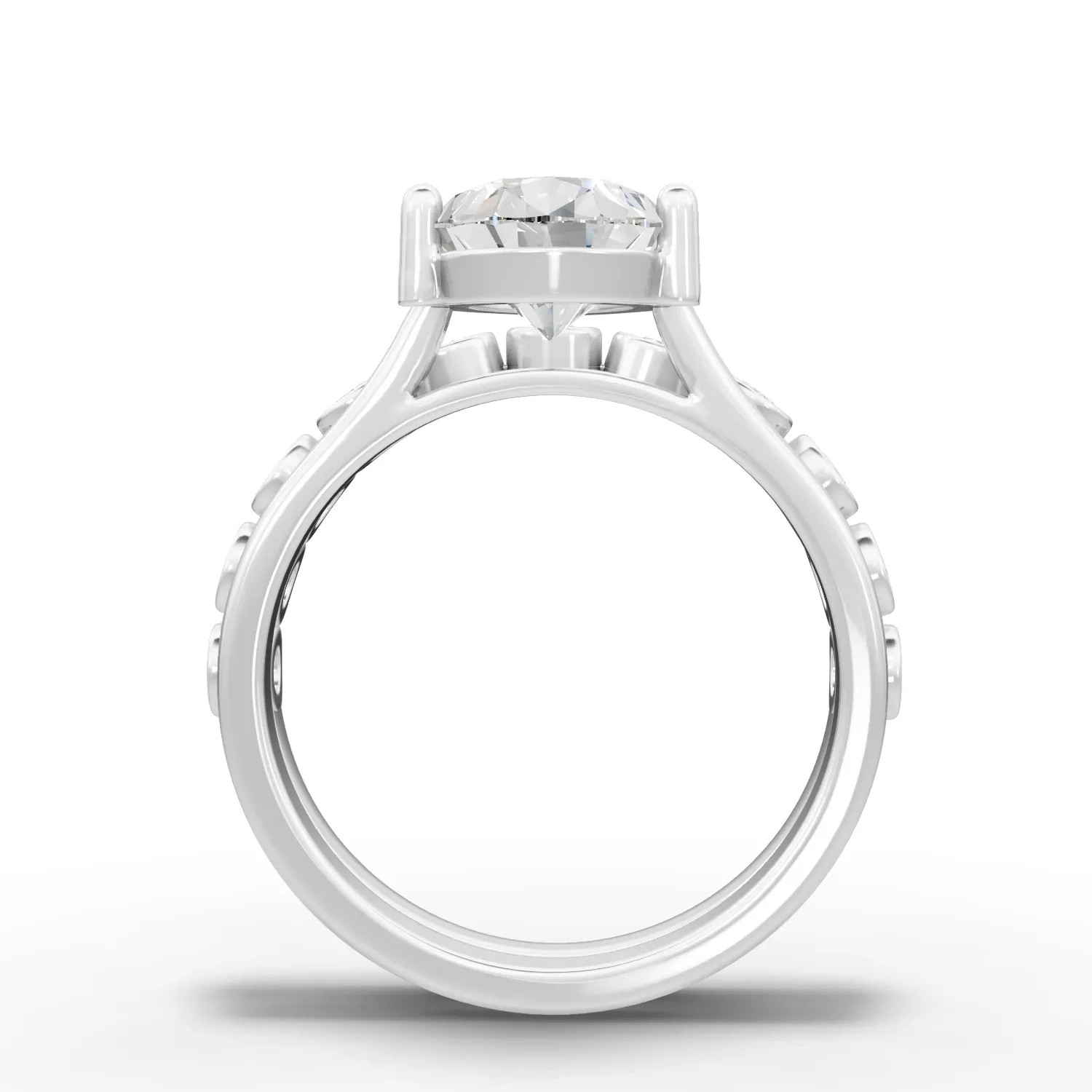2.88 Ct Pear Solitaire Lab Created Diamond Bridal Set Ring 18K White Gold