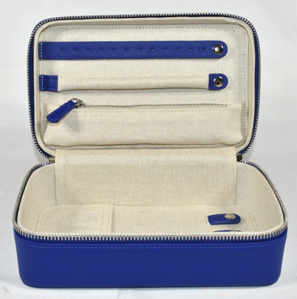 Mark and Graham Medium Travel Jewelry Case True Blue Blank No Mono NWOT