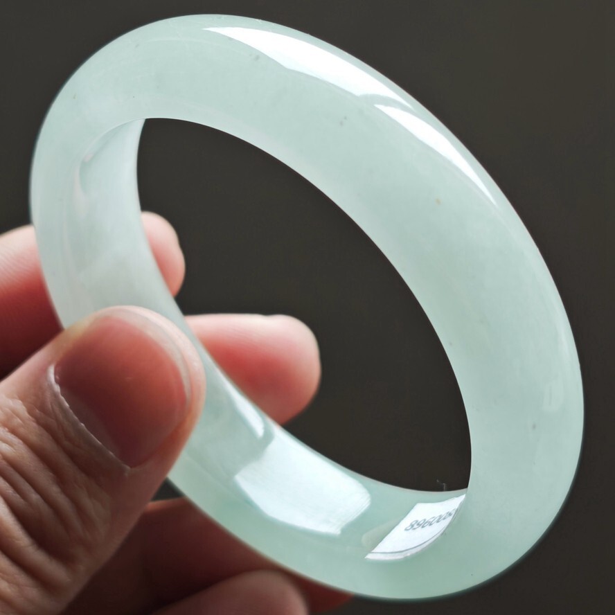 55mm White Green Emerald Icy Jadeite Jade Bracelet Bangle Burma Jade Bangle 2342