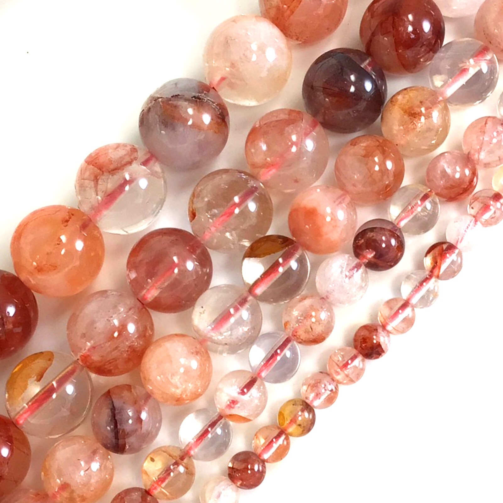 Natural Fire Quartz Smooth Round Loose Bead 15″ Strand Jewelry Making 4 6 8 1012