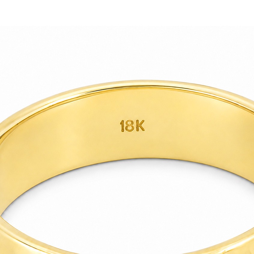 Solid 18K Yellow Gold Hammered Ring Band Handmade Deep, 6mm, Sizes 3 – 12