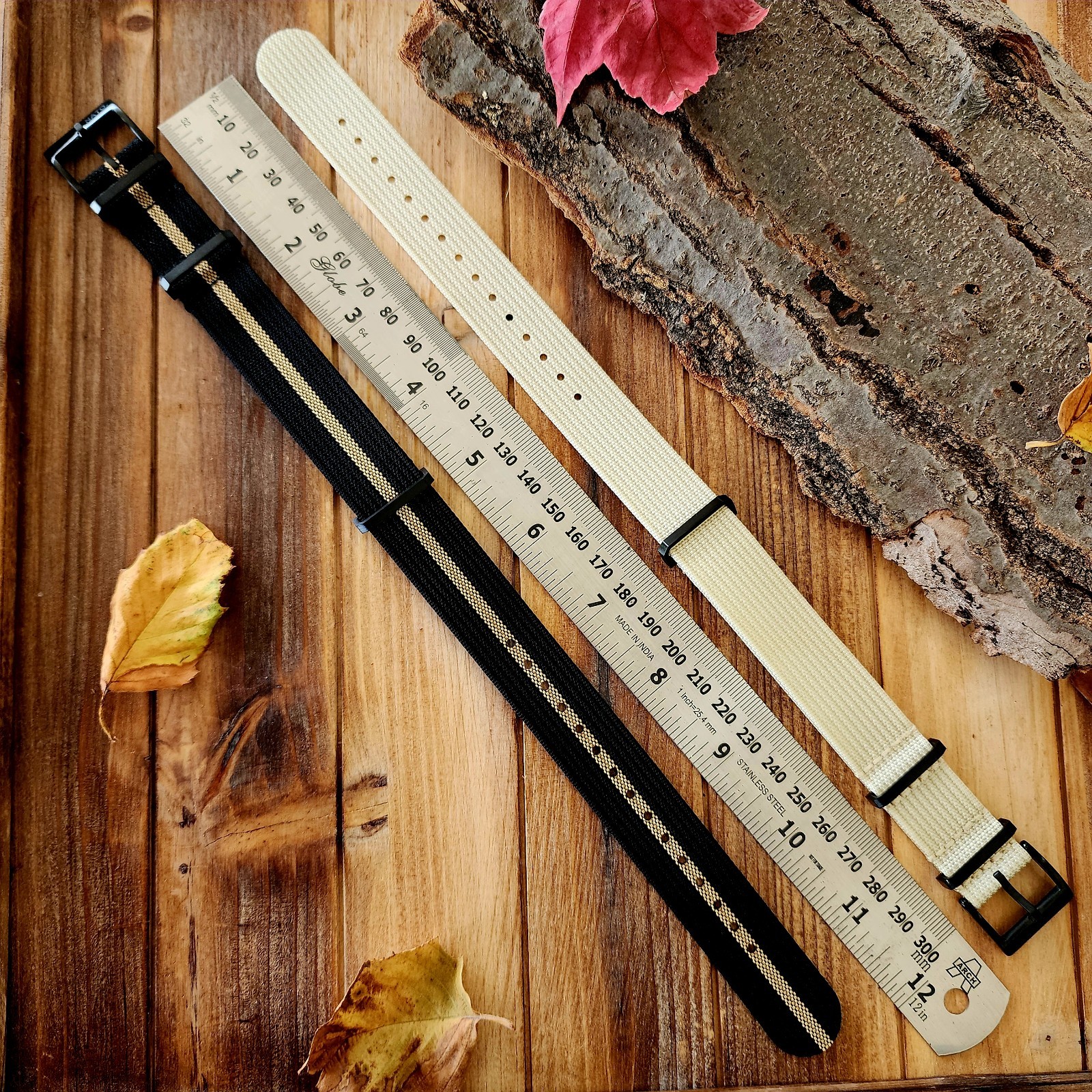 NATO strap Ribbed Fall Colors PVD Buckles Heavy Duty Water Resistant Watchbands