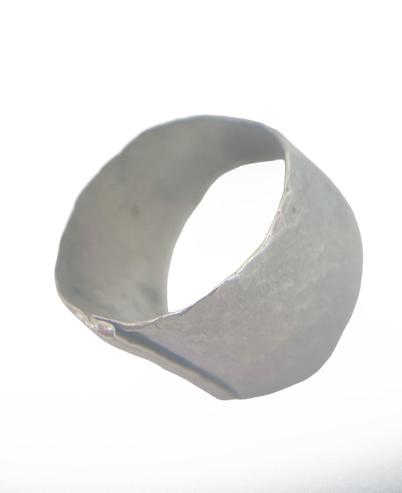FarmMouseStudio Handmade Hammered Sterling Silver Wide Wrap Ring Size 8