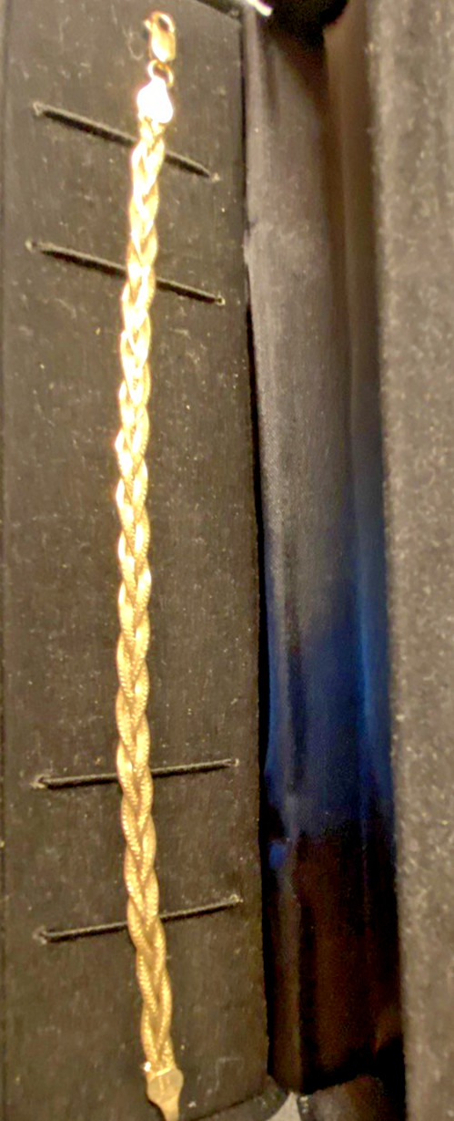 14K Italian Braided Diamond Cut Bracelet 7.5″ length Vintage Design