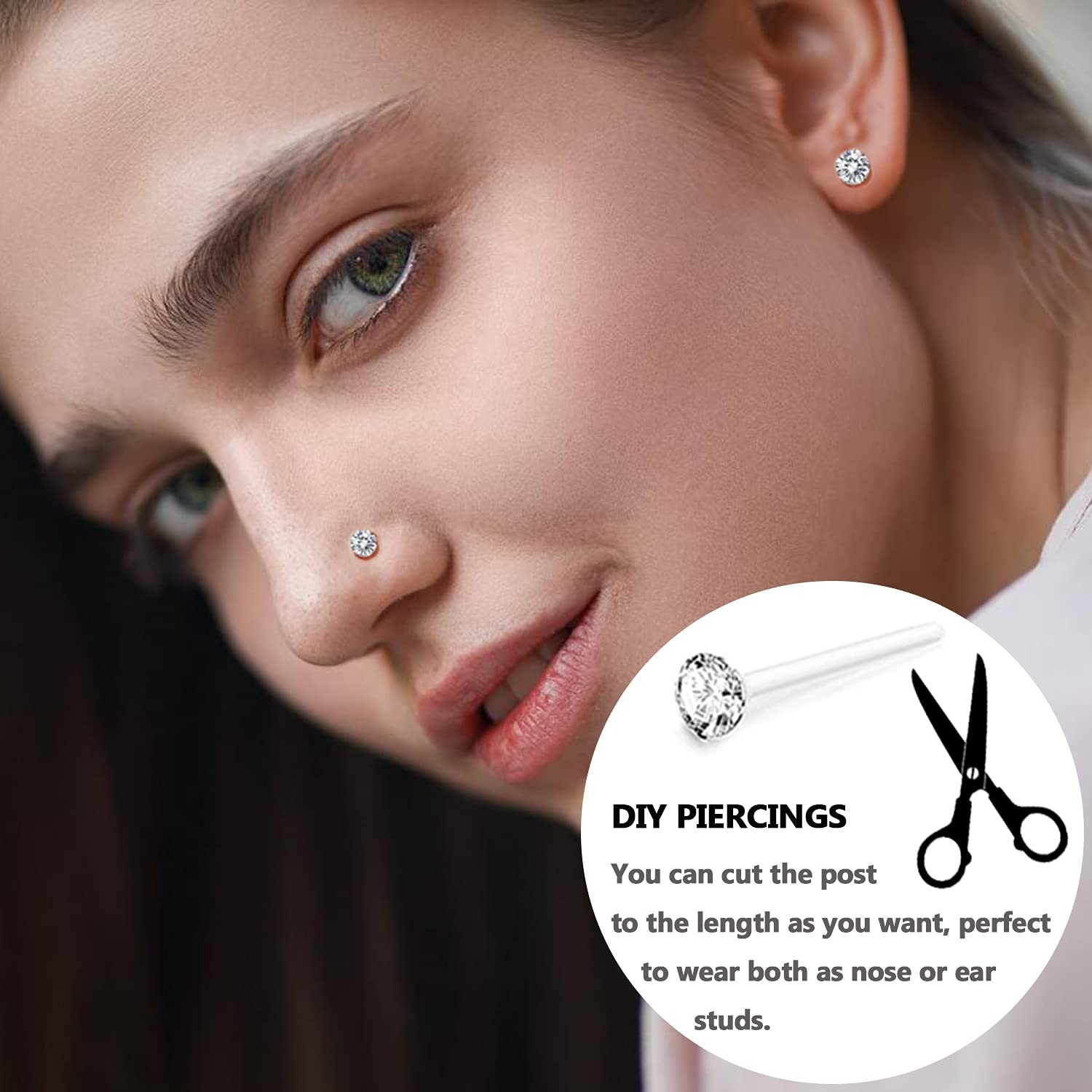 EIELO 12Pairs Clear Plastic CZ Studs Earrings for Women Men Acrylic Post Hypoall