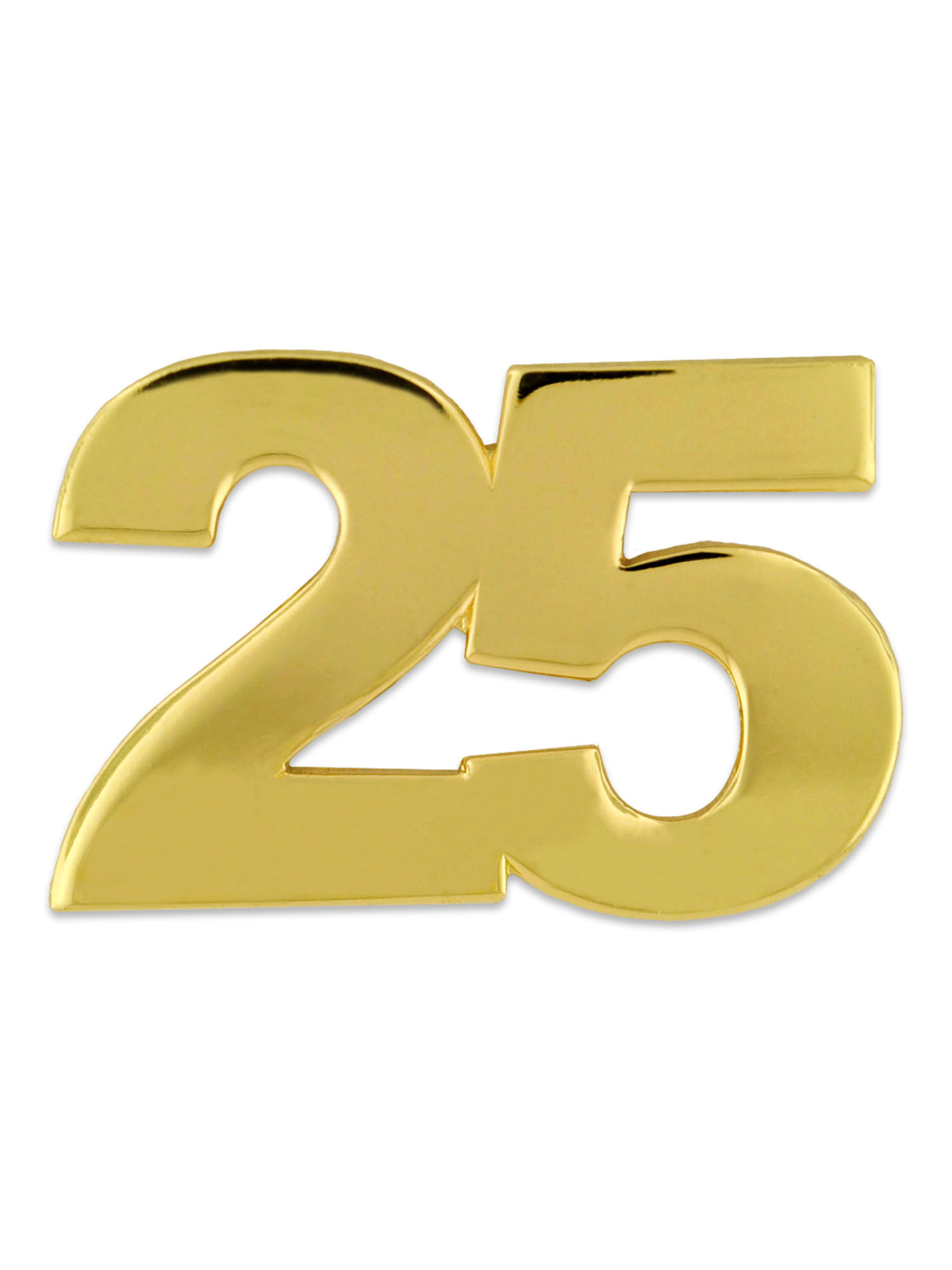 PinMart’s Number Twenty Five 25 Anniversary 25th Birthday Shiny Gold Lapel Pin
