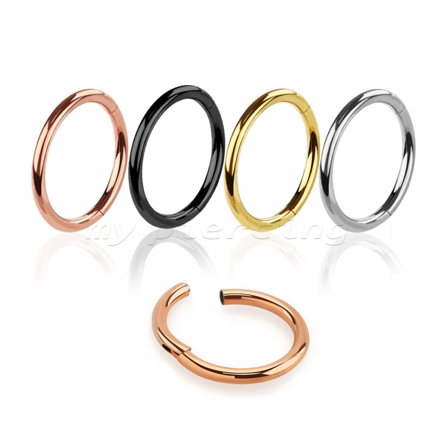 PAIR Hinged Seamless Segment Ring Hoop Earring Cartilage Labret Nose Ring Septum
