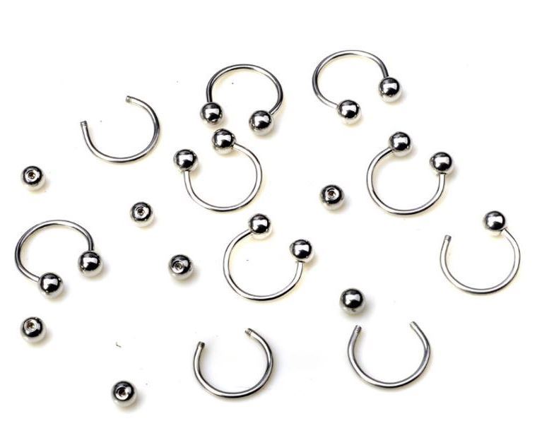 Set of 3 16-Gauge Horseshoe Rings 3 Sizes 8 10 & 12 mm Stainless Steel Nose Ear