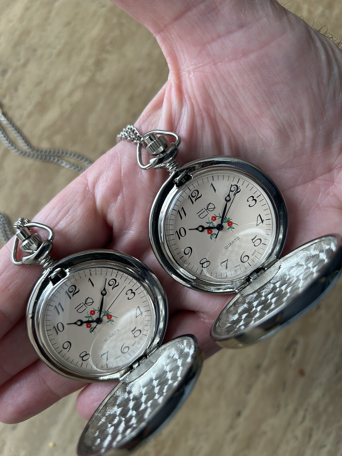 Buyer Gets 2 new EKO Silver Necklace Pocket Watch-keeps Perfect Time-USA Vendor