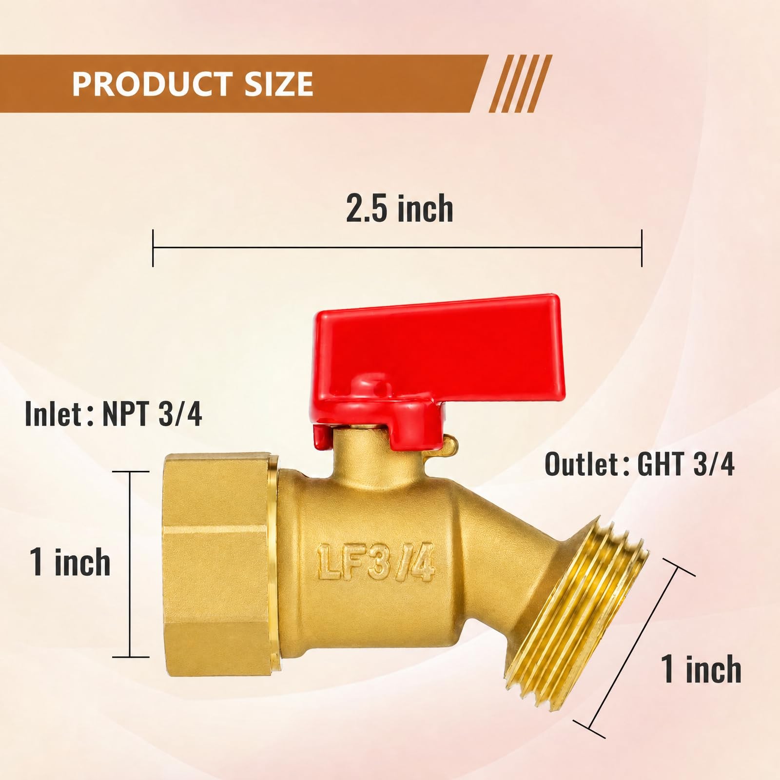 Outdoor Faucet, 3/4 Hose Bib, Solid Brass, Female NPT x Male GHT