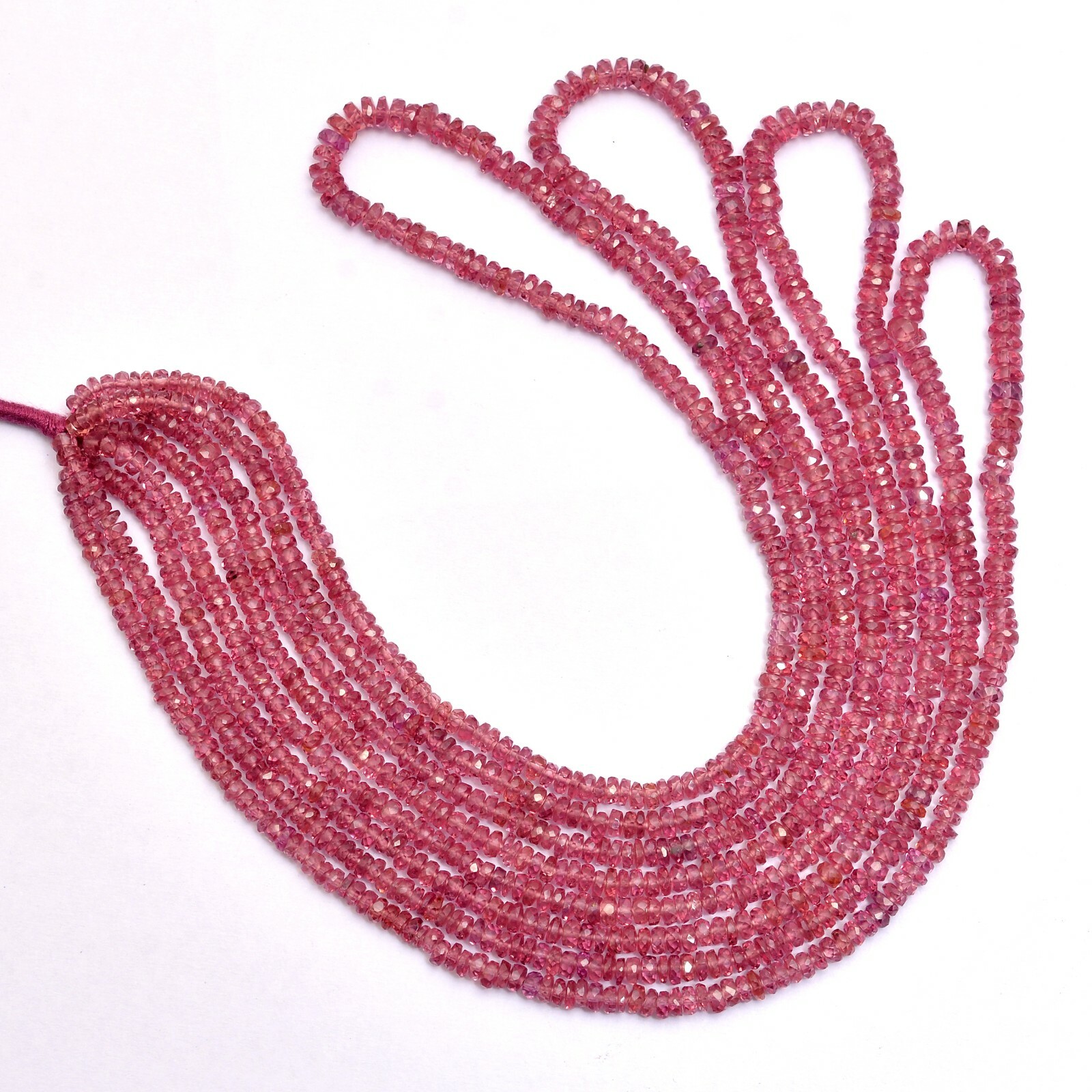 AAA+ Malaya Garnet Gemstone 3mm-4mm Rondelle Faceted Loose Beads | 16inch Strand