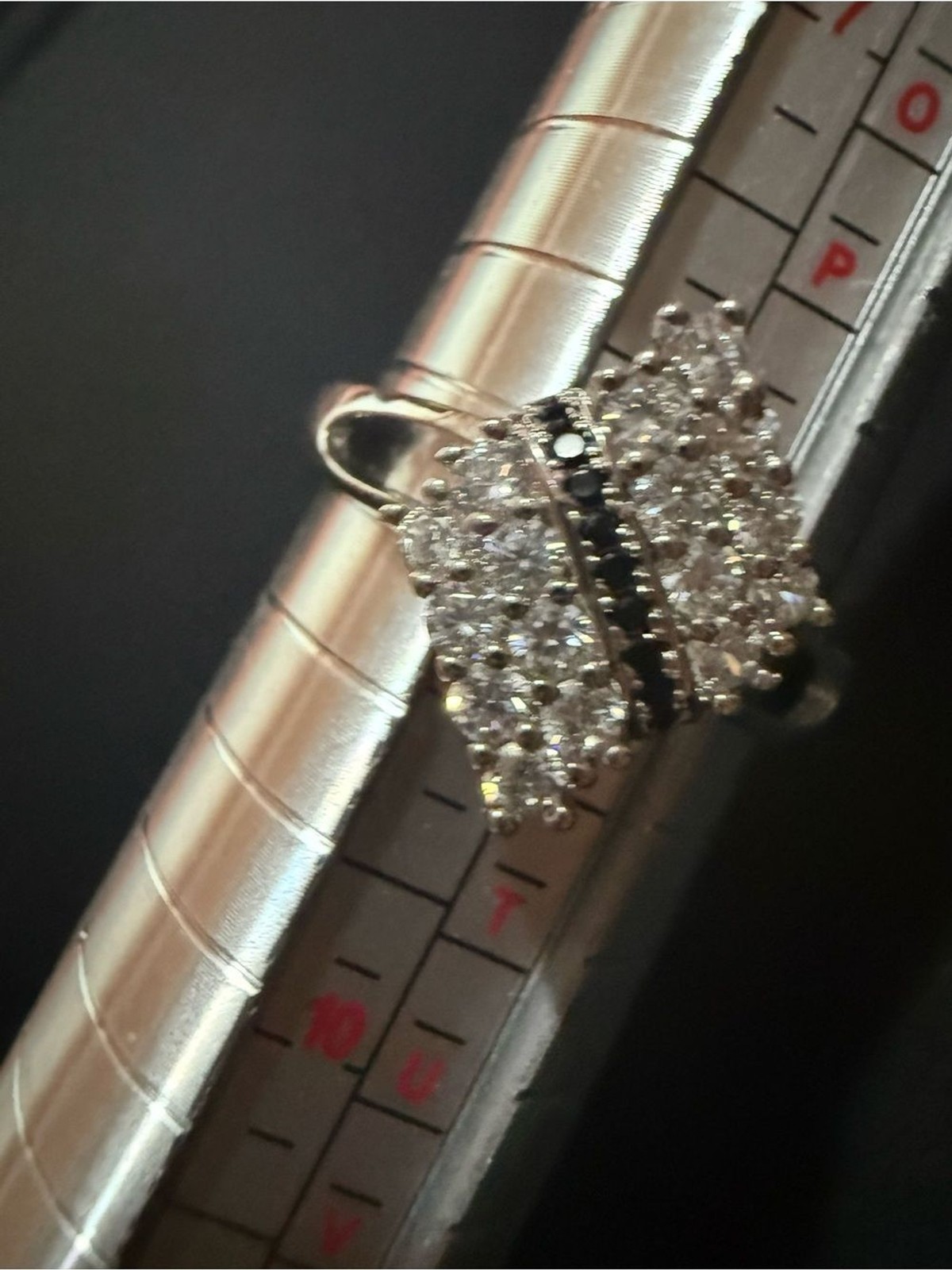 18K White Gold Filled Ring with Sparkling Cluster CZ Stones Size 8.5