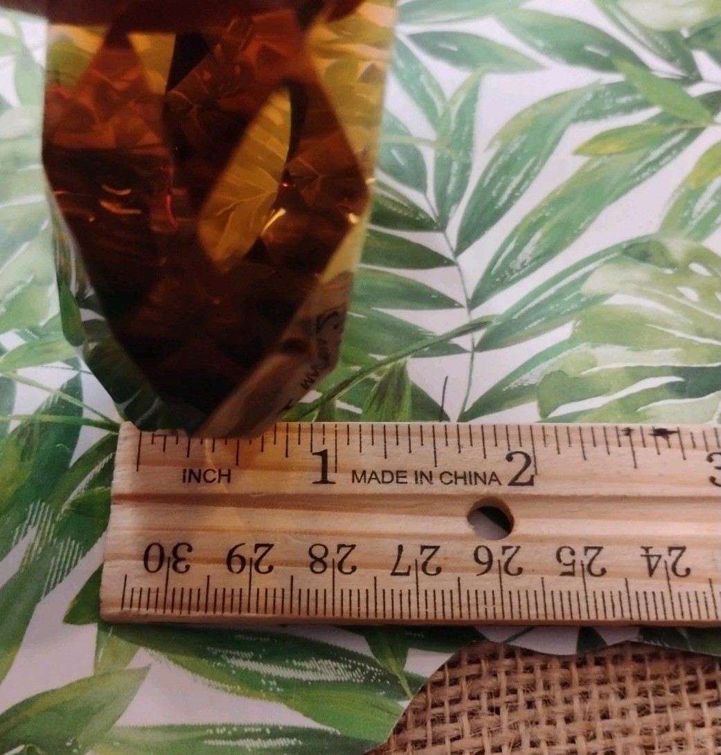 CHUNKY! Root Beer Toned Faceted Brown Acrylic/Lucite Bangle Bracelet, Nice!