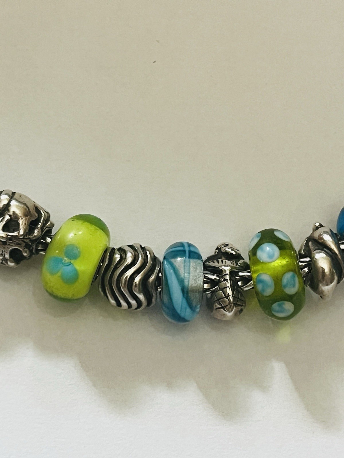 Trollbeads Authentic Ocean Themed Bracelet W/Rare Retired Mexico Lock 7.9 Inch