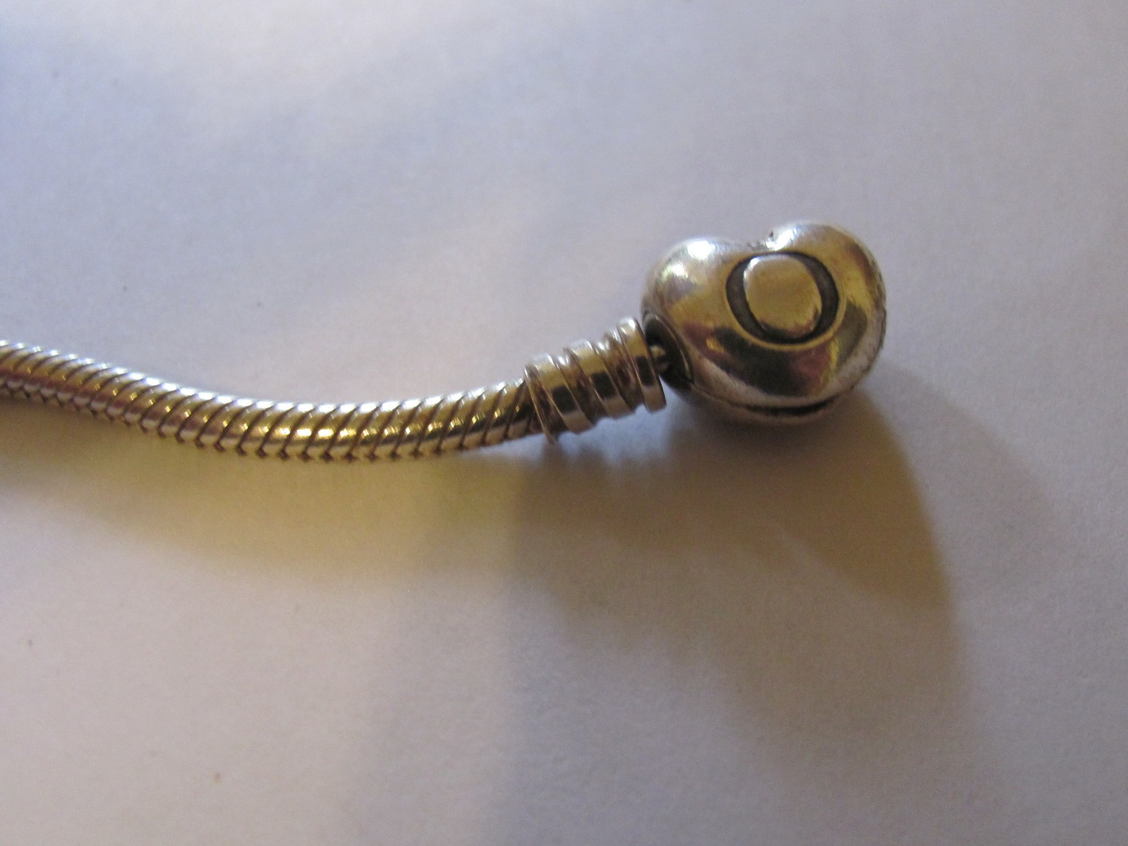 Pandora Sterling Silver Heart Clasp Snake Chain Bracelet #590719 Long 7.9 inches