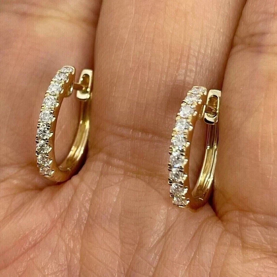 3Ct Round Cut Lab-Created Diamond Huggie Hoop Earrings 14K Yellow Gold Finish