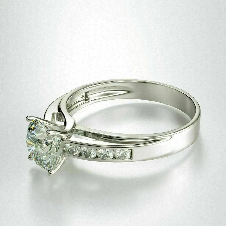 2.00Ct Lab Created Round White Diamond Engagement Ring 18K White Gold Over