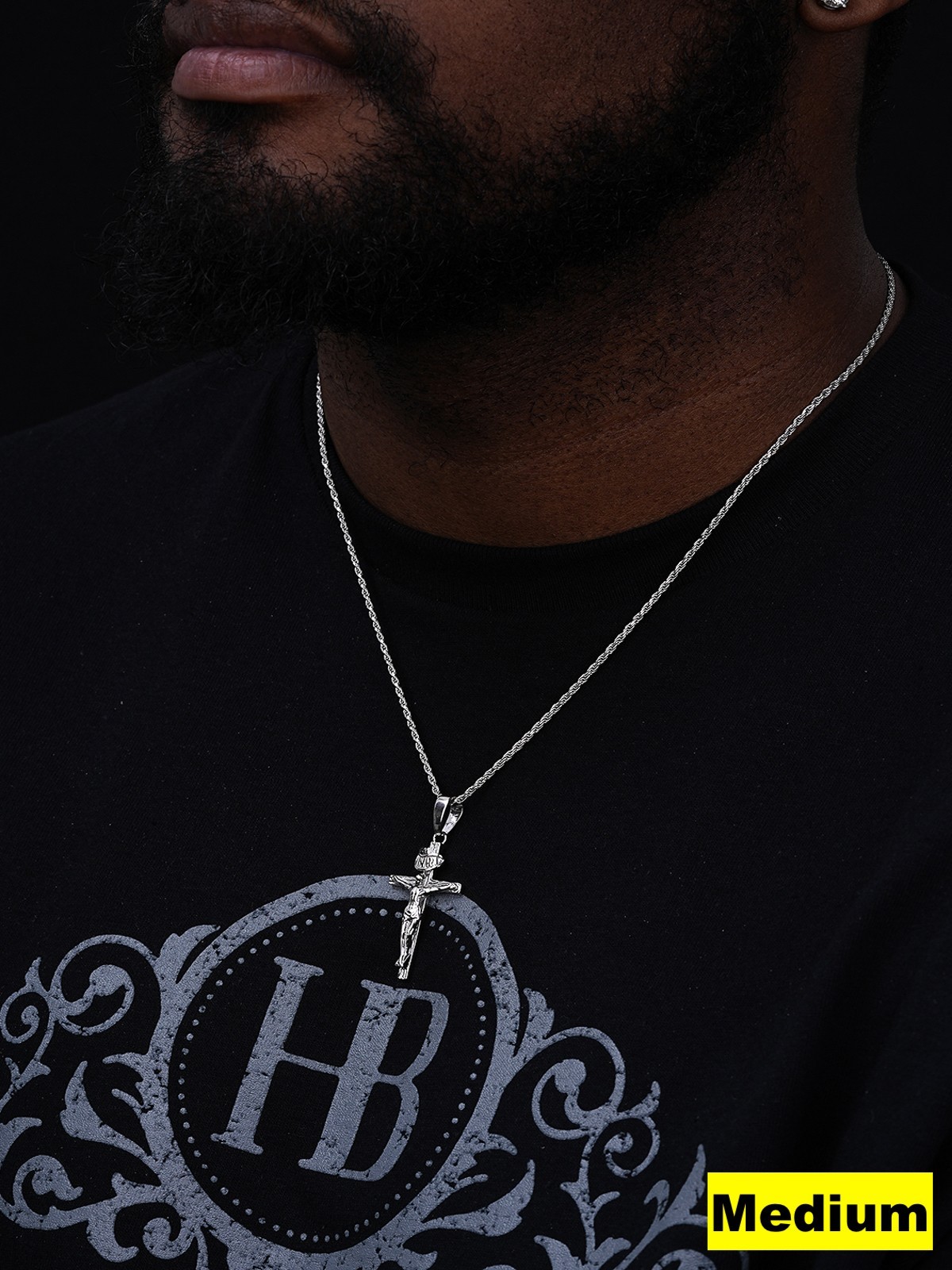 Real Solid 925 Sterling Silver Mens Cross Jesus Piece Crucifix Pendant Necklace