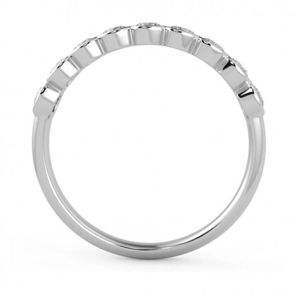 2Ct Round Cut Lab Created Moissanite Women Band Ring 14K White Gold Plated