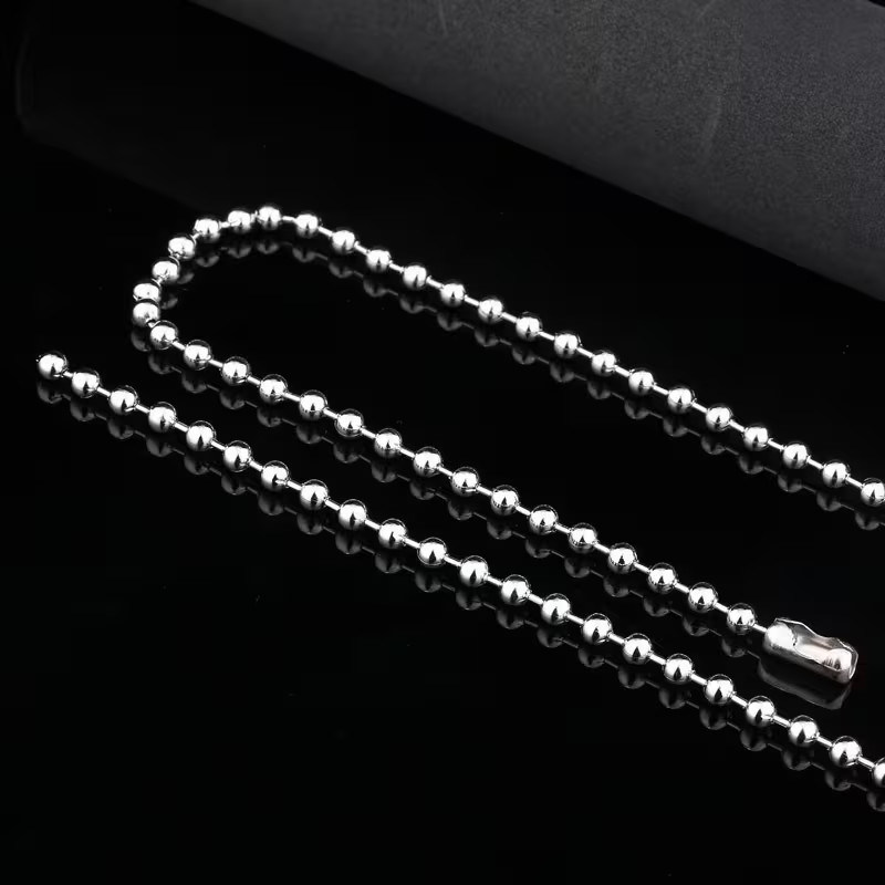 PREMIUM STAINLESS STEEL SILVER BALL CHAIN NECKLACE 16″ in. – 30″ in. (2.4mm)