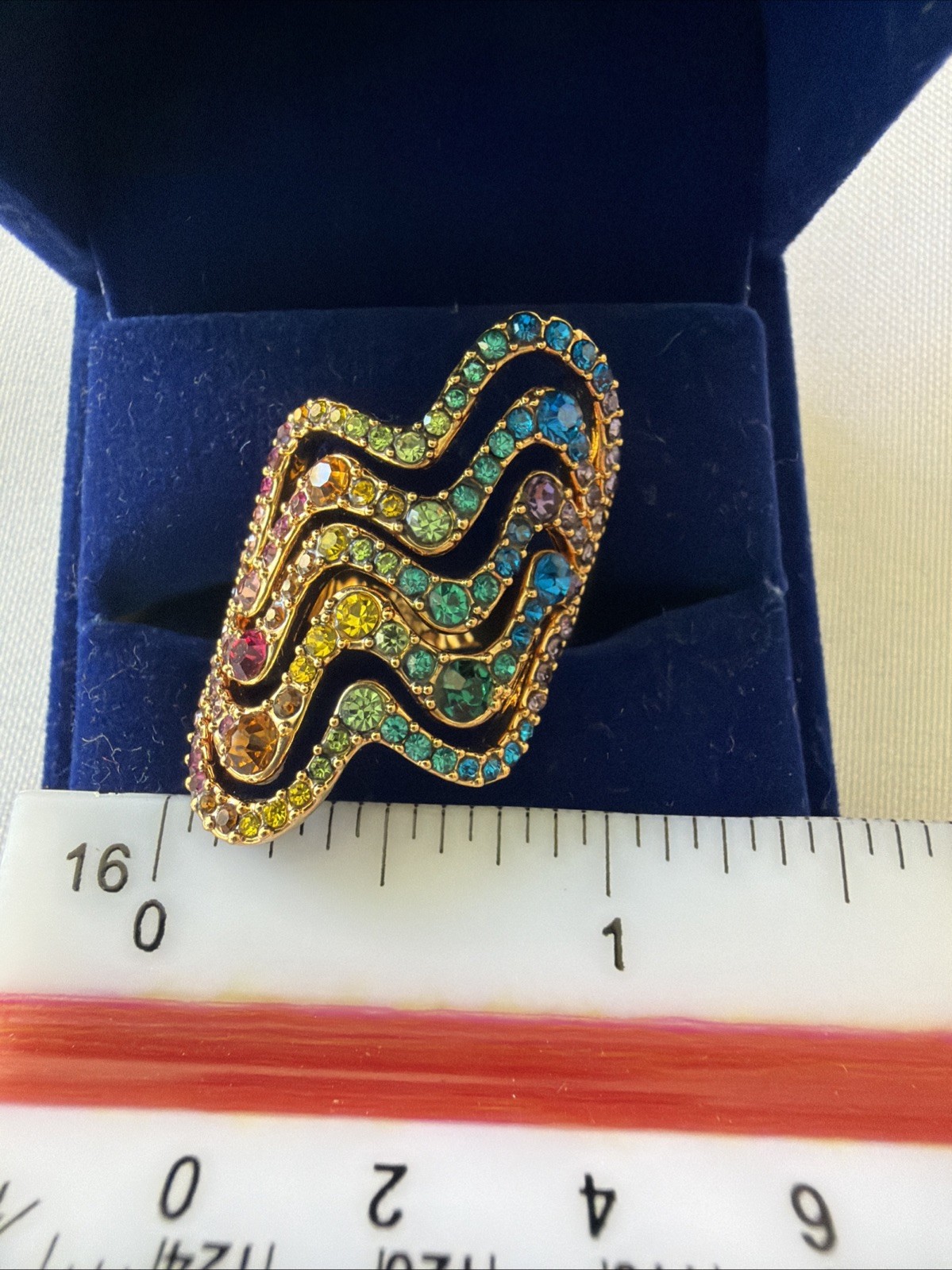 Kurt Geiger Rainbow Wave Cocktail Ring Size 7