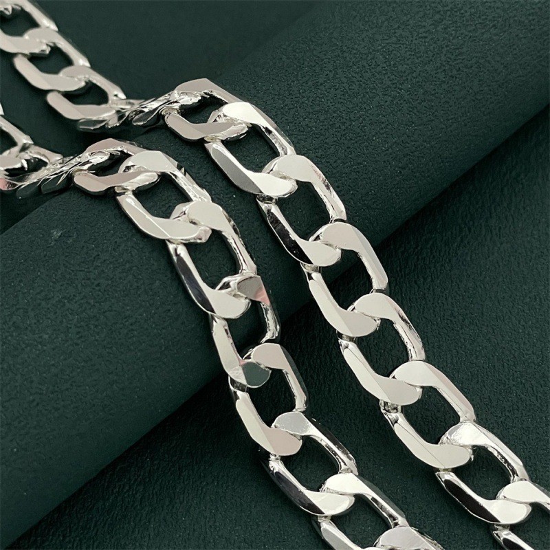 925 Silver Plated Water Wave Chain Necklace 3mm 4mm Jewelry Men Women 16-22″ US