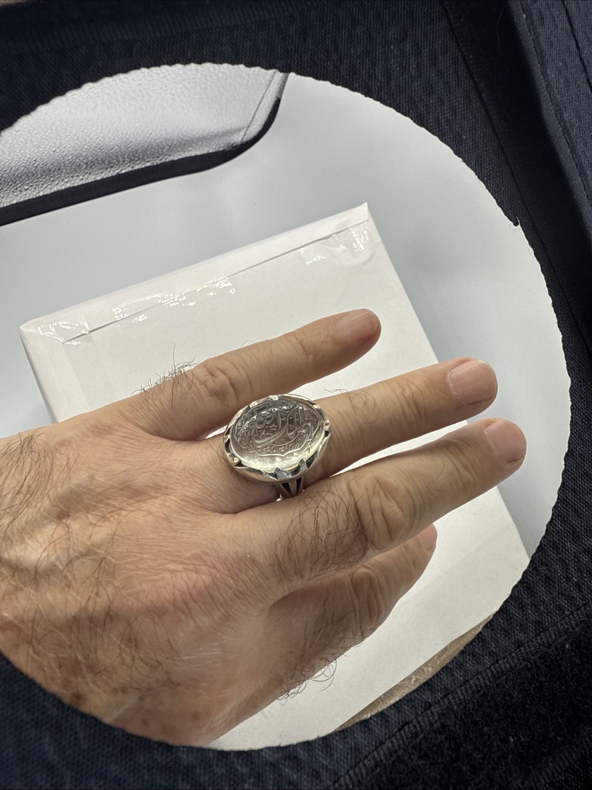 HAND ENGRAVED MEN’S RING مُلكُ الله ON A DOUR NAJAF نقش يدوي على النجف